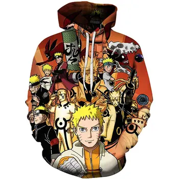 Risanka Naruto Gaara 3D Tiskanja Jakna Moški/Ženske Hip Hop Hoodies Dolge rokave Priložnostne Anime Majica japonski ulične Jakne