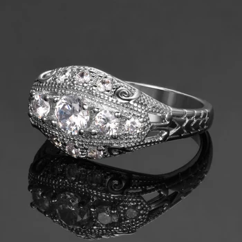 Romantični Luksuzni Poročni Prstani Z AAA Kubičnih Cirkon Crystal Ring Za Ženske Novo blagovno Znamko 925 Srebro svate Nakit Darilo