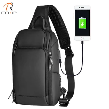 Rowe Modni Moški Crossbody Bag Anti-theft USB Polnjenje Nepremočljiva Vrečke Ramo, Primerni Za 9.7 Palčni iPad Poslovnih Prsih Vrečko Za Moške