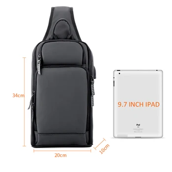 Rowe Modni Moški Crossbody Bag Anti-theft USB Polnjenje Nepremočljiva Vrečke Ramo, Primerni Za 9.7 Palčni iPad Poslovnih Prsih Vrečko Za Moške