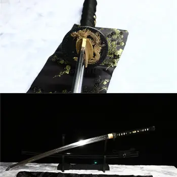 Ročno Gline kaljeno različno odpornih japonski katana meč pravi hamon.