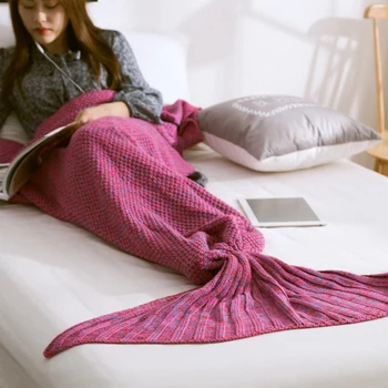 Ročno izdelane kvačkane super mehka morska deklica odejo rib obsega multicolor pletene morska deklica rep odejo pletene kašmir TV, kavč odejo