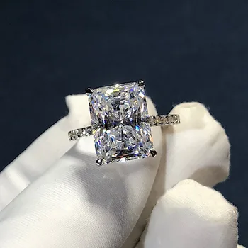 Ročno Sevalno Cut 3ct Lab Diamantni Prstan 925 sterling srebro Bijou Angažiranost, Poročni bend, Obroči za Ženske Poročne Stranka Nakit