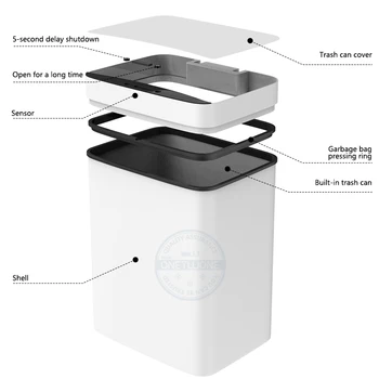 Samodejno Touchless Kuhinja Smeti Senzor Gibanja/Inteligentni povzročanje Odpadkov v Koš za Smeti Lahko Domači dnevni sobi 15L Smart bin