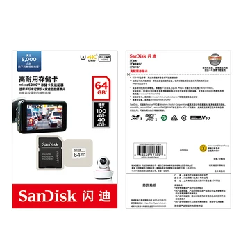 SanDisk VISOKO VZDRŽLJIVOST micro sd flash pomnilniško kartico 32gb 64gb 128gb 256gb Class10 U3 V30 100MB/S tf kartice za Vožnjo diktafon