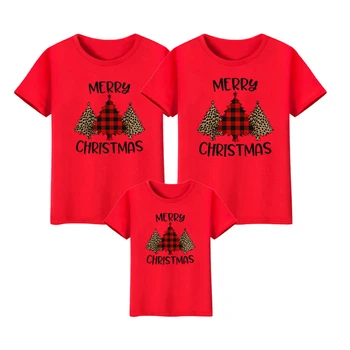 Santa Claus Vesel Božič drevo Družine Ujemanje Oblačila T Srajce Mamica in Hči Obleko, oče, Mati, Sin Dekle Fantje Oblačila