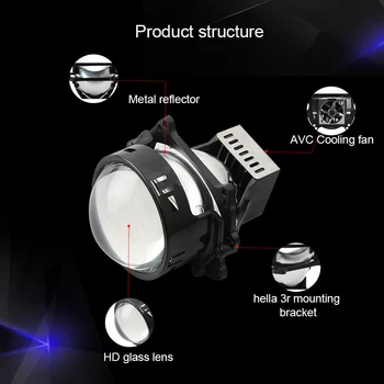 SANVI 3.0 V5 Avto Bi LED Projektor Leče žarometov 35W 5500K Auto LED Projektor Leče Žarometa Z Hella 3r Nosilec Svetlobe, Rekonstrukcija