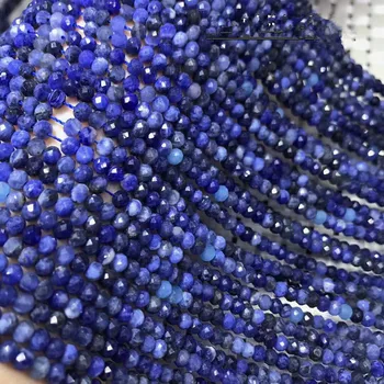 SAPPHIRE BLUE okroglih gladko s 3*4 mm za DIY nakit, izdelava svoboden kroglice FPPJ debelo biseri narave gemstone