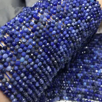 SAPPHIRE BLUE okroglih gladko s 3*4 mm za DIY nakit, izdelava svoboden kroglice FPPJ debelo biseri narave gemstone