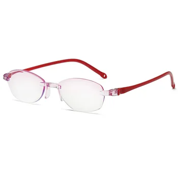 Seemfly Rdeče Retro brez okvirjev Okvir Anti-modra Svetloba Obravnavi Očala Ženske Presbyopia Očala Dioptrije +1.0 +1.5 +2.0 +2.5 +3.5