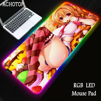 Seksi Anime Dekle XXL RGB Gaming Mousepad Velika Računalniška Miška Ploščica Big Ozadja 90X40CM Preprogo Tipkovnica LED Desk Mat CS POJDI