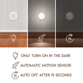 Senzor gibanja Svetlobe Akumulatorski Baterijski Pogon LED Noč Luč Stick-Kjerkoli Omaro Osvetlitev Stopnišč Luči LB88
