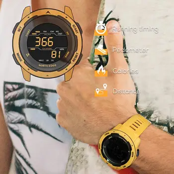 SEVERNI ROB Moških Digitalni Watch Moda Športne Ure Dvojni Čas Pedometer Budilka Nepremočljiva 50M Digitalni Watch Vojaške Ure