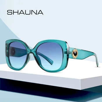 SHAUNA Prevelik Ženske Kristalno sončna Očala Moda Krog Gradient Odtenki UV400