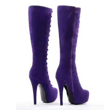 SHOFOO čevlji,Lep modni ženski čevlji, usnjeni, o 14.5 cm visoke pete, škornji, ščitniki za kolena dolžina škornji. VELIKOST:34-45