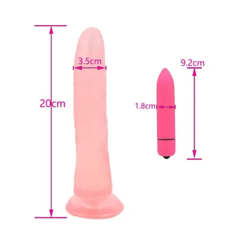 Silikonski Velik Dildo Realne Jelly Penis z veliko Sesalno Pokal Bullet Vibrator Erotičnih Izdelkov Sex Igrače za Žensko Odrasli Trgovina