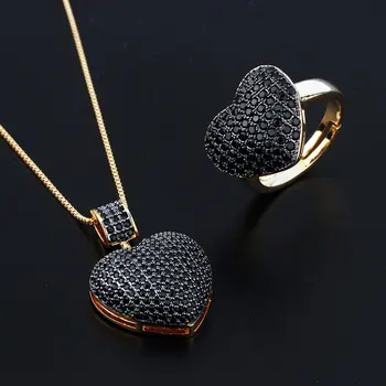 SINZRY original shinning kubičnih cirkonij srce oblika ustvarjalne obesek ogrlico, uhane nakit set za ženske