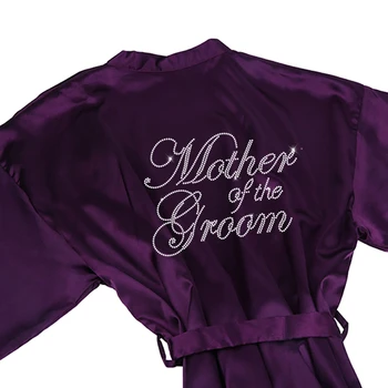 Sisbigdey royal purple Poročne Stranka Saten Oblačilih, z Nosorogovo Kristali titels Družico kimono plašč ženske poročno darilo