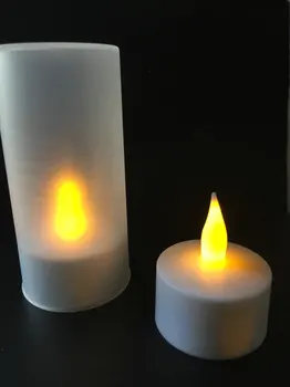 Sklop 6 Polnilna led Brezplamensko sveče Čaj Svetlobo električne žarnice waxless Valentine Doma Poroko cerkev Tabela DIY dekor-ORANŽNA
