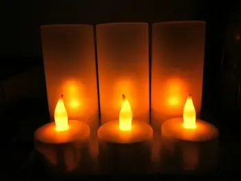 Sklop 6 Polnilna led Brezplamensko sveče Čaj Svetlobo električne žarnice waxless Valentine Doma Poroko cerkev Tabela DIY dekor-ORANŽNA