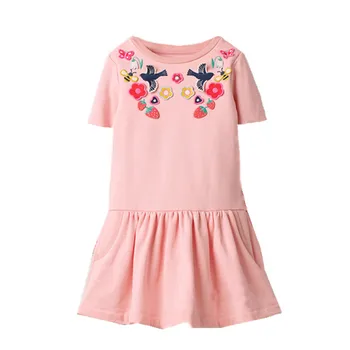 Skoki Metrov Princesa Tutu Vezenje Dekleta Obleke za Poletje Otroška Oblačila Bombaž Rojstni dan Otroci Stranka Obleko