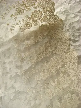 Slonokoščena čipke trim, embroiderd čipke z retro cvetje, letnik poročna obleka tkanine, čipke
