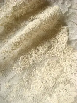 Slonokoščena čipke trim, embroiderd čipke z retro cvetje, letnik poročna obleka tkanine, čipke