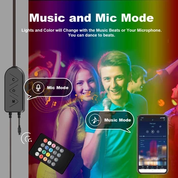 Smart 2/5/10/20M USB RGB Spreminjanje Niz Lahka Bluetooth App pod Nadzorom Garland Božič Spalnica Stranka Poroka na Prostem Oddaljene Luči