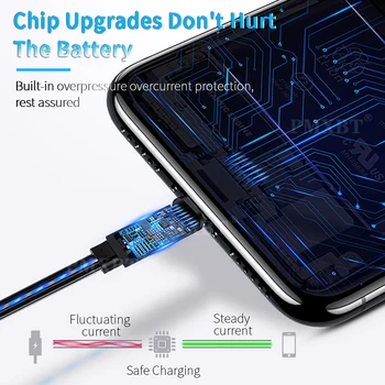 Smart Sijaj Razsvetljavo Kabel za Polnjenje Mobilnega Telefona Kabli USB Tip C Tok Svetlobni Sinhronizacijo Podatkov Žice za iPhone Huawei LED Mikro Kable