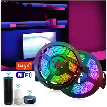 Smart WIFI LED Trak Svetlobe Delo z Alexa Google Pomočnik Glasovni Nadzor RGB 2835 Luči Trak 12V 5050 Božični Okraski