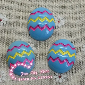 Smole srčkan modro jajce za Velikonočni Dan, Ravno nazaj dekoracijo 50pcs/veliko 24*29 mm