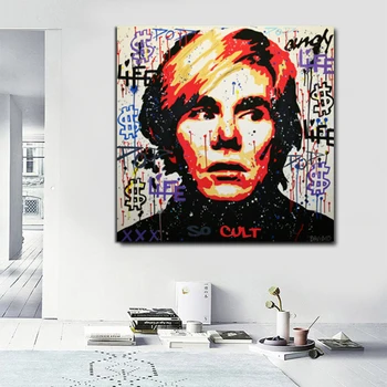 Sodobna Andy Warhol Self Portrait slika z Dolar Denar Platno Stensko Slikarstvo Umetnost Slike za dnevno Sobo Cuadros Doma Dekor