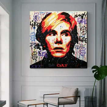 Sodobna Andy Warhol Self Portrait slika z Dolar Denar Platno Stensko Slikarstvo Umetnost Slike za dnevno Sobo Cuadros Doma Dekor