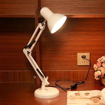 Sodobna Dolgo Swing Roko nastavljiv klasične namizne Svetilke E27 LED posnetek namizne Svetilke za študij Urad Branje noč Svetlobe postelji spalnica