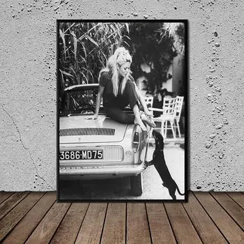 Sodobna Platno Slikarstvo Brigitte Bardot s Psom Plakati Sodobne Slike za dnevno Sobo Stenske Slike Doma Dekoracijo Cuadro
