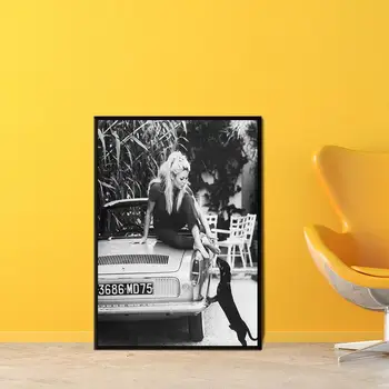 Sodobna Platno Slikarstvo Brigitte Bardot s Psom Plakati Sodobne Slike za dnevno Sobo Stenske Slike Doma Dekoracijo Cuadro