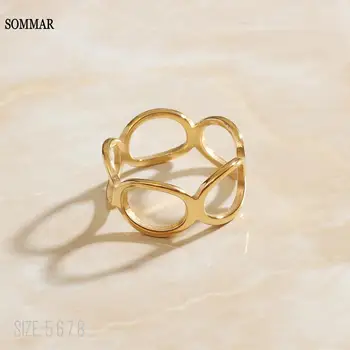 SOMMAR Novo blagovno Znamko Design Luxurio 18KGP Zlato, ki je Napolnjena velikost 7 žensk zaročni prstan Geometrijske ins opal Moda Priljubljen Luksuzni Nakit