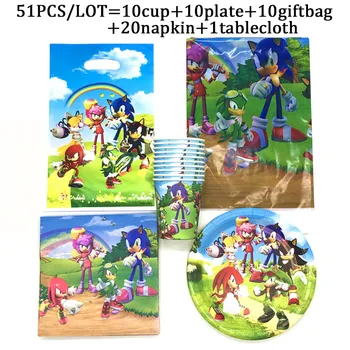 Sonic Hedgehog Stranka Dekor Zastavo Christma Stranka Otroci Razpoložljivi Plošče Pokal Baby Tuš Rojstni Dan Dobave Sonic Prt