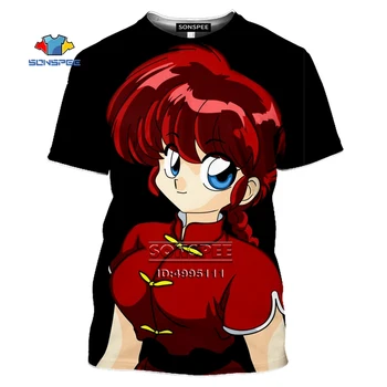 SONSPEE Japonske Anime Ranma １/２ T srajce Ranma Tendou Akane 3D Tiskanja Moški Ženske Tshirt Priložnostne Poletje Kratek Rokav Prevelik Vrhovi