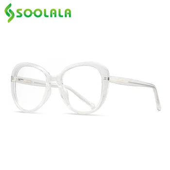 SOOLALA Prevelik Ovalne TR90 Anti Modra Svetloba Obravnavi Očala Ženske Računalnik Očal Okvir Spomladanski Tečaj Presbyopic Bralec Očala