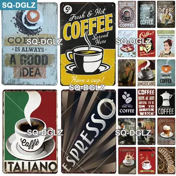 [SQ-DGLZ] Italijansko Kavo Kovinski Znak Letnik Ploščica Ploščica Dekor Za Pub Bar Stenski Dekor Odmor Kava Tin Znaki Retro Cafe Plakat