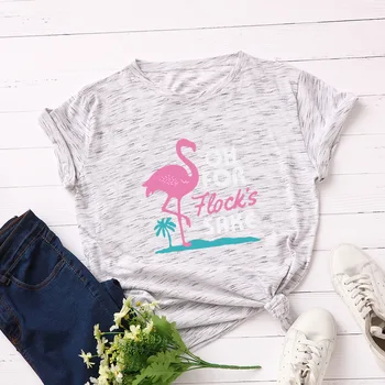 Srčkan Flamingo Ženske T-shirt Smešno Tiskanja Bombaž Harajuku Vrhovi Poletje Prevelik Živali T Shirt Risanka Tee shirt Ulične Tshirt
