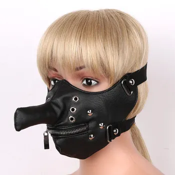 Steampunk Zakovice Dolgo nosom Usnje Pol Masko Halloween Cosplay Maske Zadrgo Usta Izposoja Športne Windproof Dustproof Maske