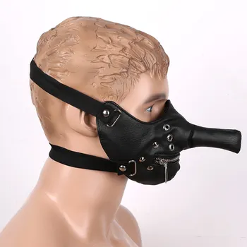 Steampunk Zakovice Dolgo nosom Usnje Pol Masko Halloween Cosplay Maske Zadrgo Usta Izposoja Športne Windproof Dustproof Maske