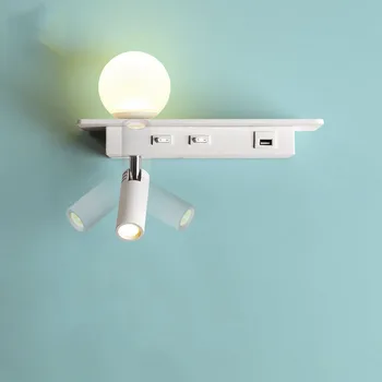 Stenska svetilka bralna lučka LED spalnica postelji svetilko z USB vrata polica brezžično polnjenje hotelski sobi stenska svetilka