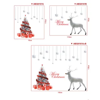 Stenske Nalepke Božično Drevo Velik Bel Elk Nalepke, Trgovina Windows Windows Home Božični Okraski Plakat Priljubljena Windows Deco
