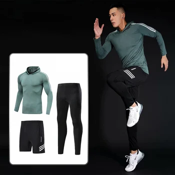 Stiskanje šport obleke hitro sušenje šport šport šport moški teče oblačila določa joggers usposabljanje telovadnici fitnes usposabljanja, določene