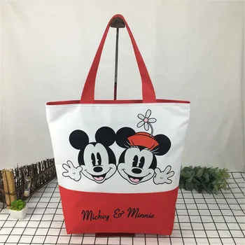 Strip Disney Mickey mouse Žensk platno vrečko ramenski Visoke zmogljivosti prenosne risanka torba za nakupovanje torbice