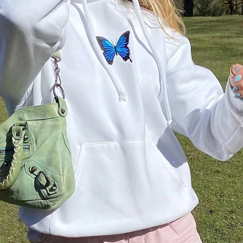 SUCHCUTE ženska majica butterfly Prevelik pulover s kapuco Y2K estetske izgubijo težo hooded Ulične Mode Ženski zgornji del trenirke