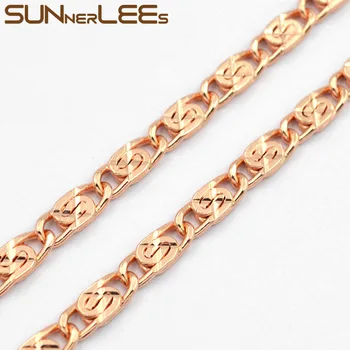 SUNNERLEES Modni Nakit Rose Gold Barvi Ogrlica 4 mm Polž Povezavo Verige Za Moški Ženska Darilo C15 N